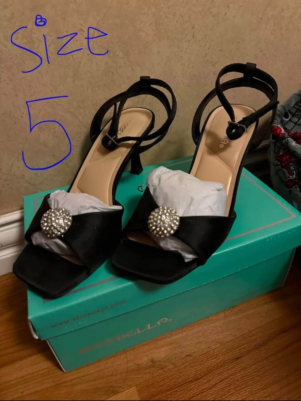 Black Women’s Rhinestone -Embellished Strappy Heels - Size 5